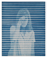 John Opera, Woman In Window, 2012, cyanotype on stretched linen, 30" x 24"